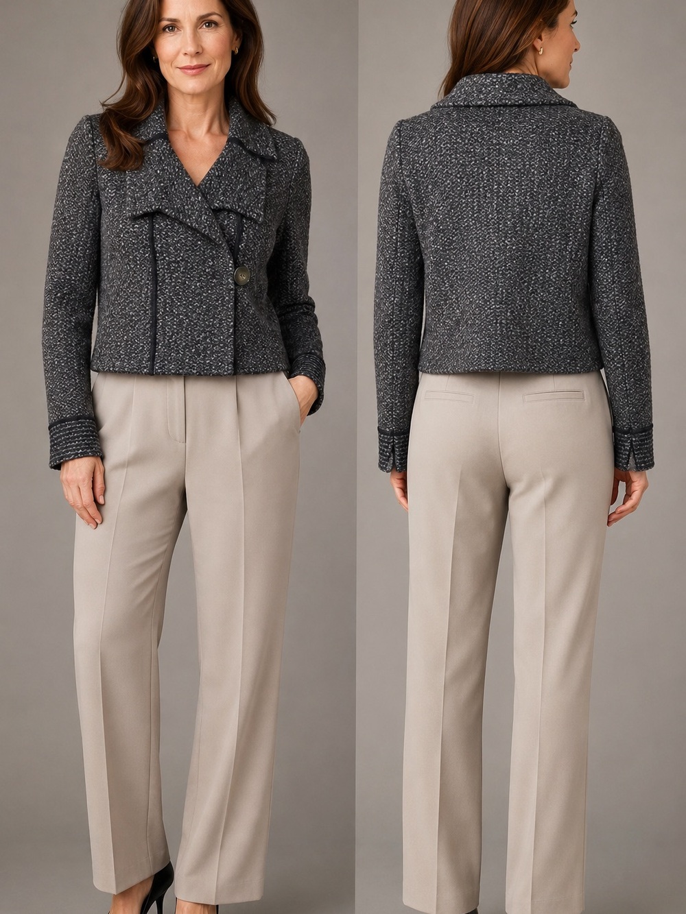 Vintage St. John Collection P Bouclé Cropped Knit Jacket
Made USA